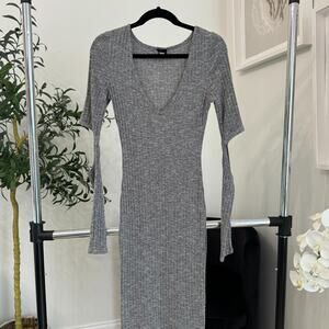 Midi Gray Long Sleeve Dress